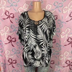 Ny Collection Size XL Animal Zebra Print McBling Blouse